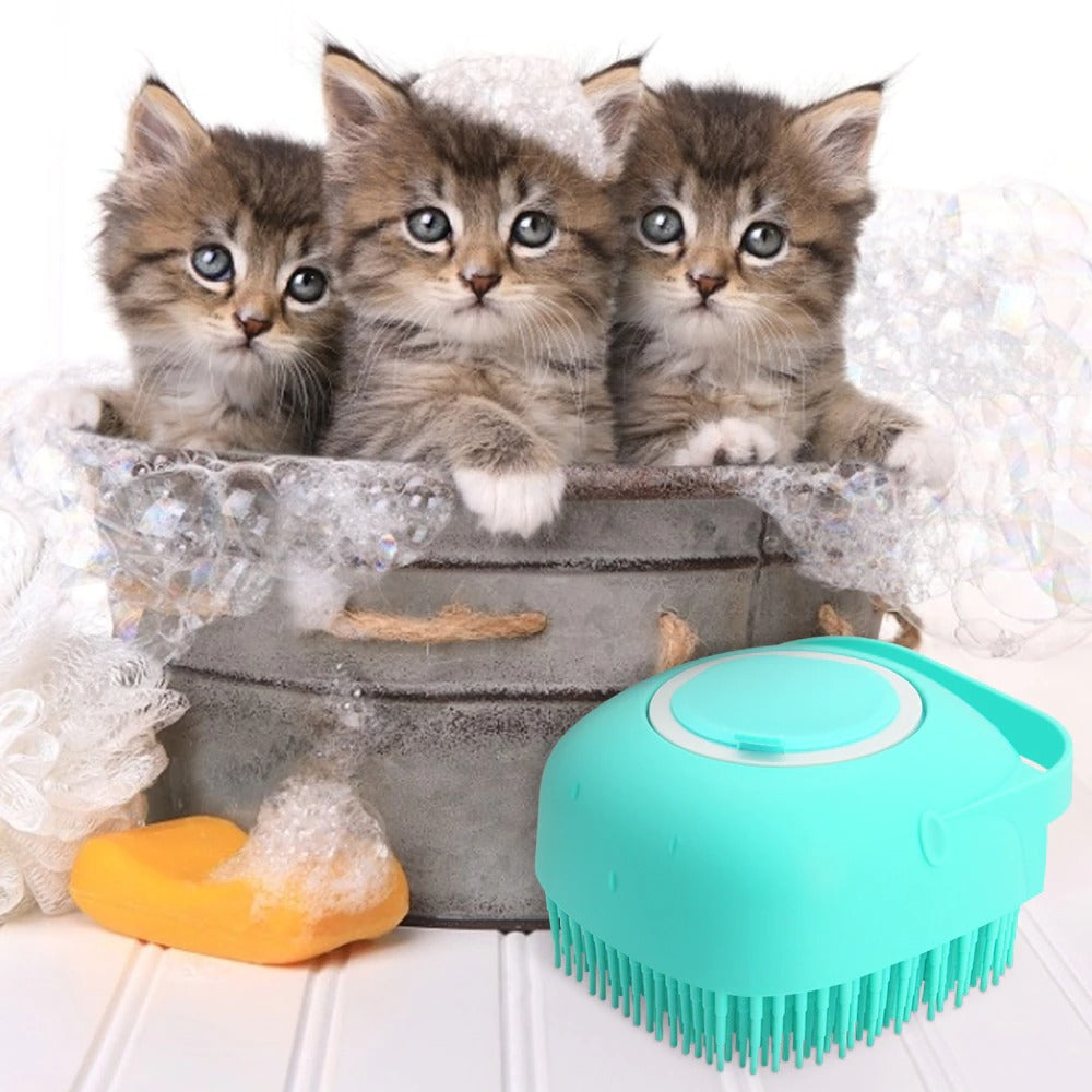 Pet Shampoo Massager Brush with Silicone Bristles