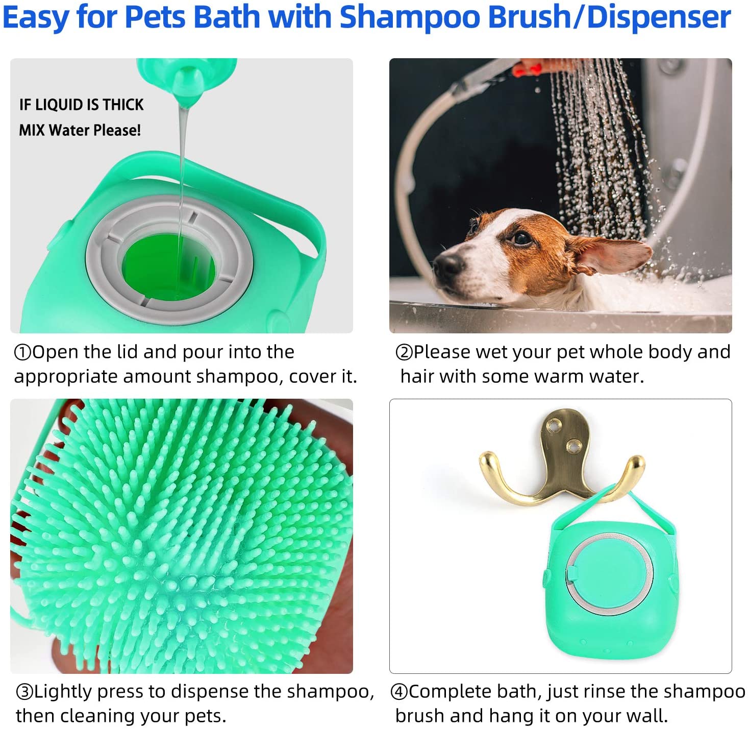 Pet Shampoo Massager Brush with Silicone Bristles