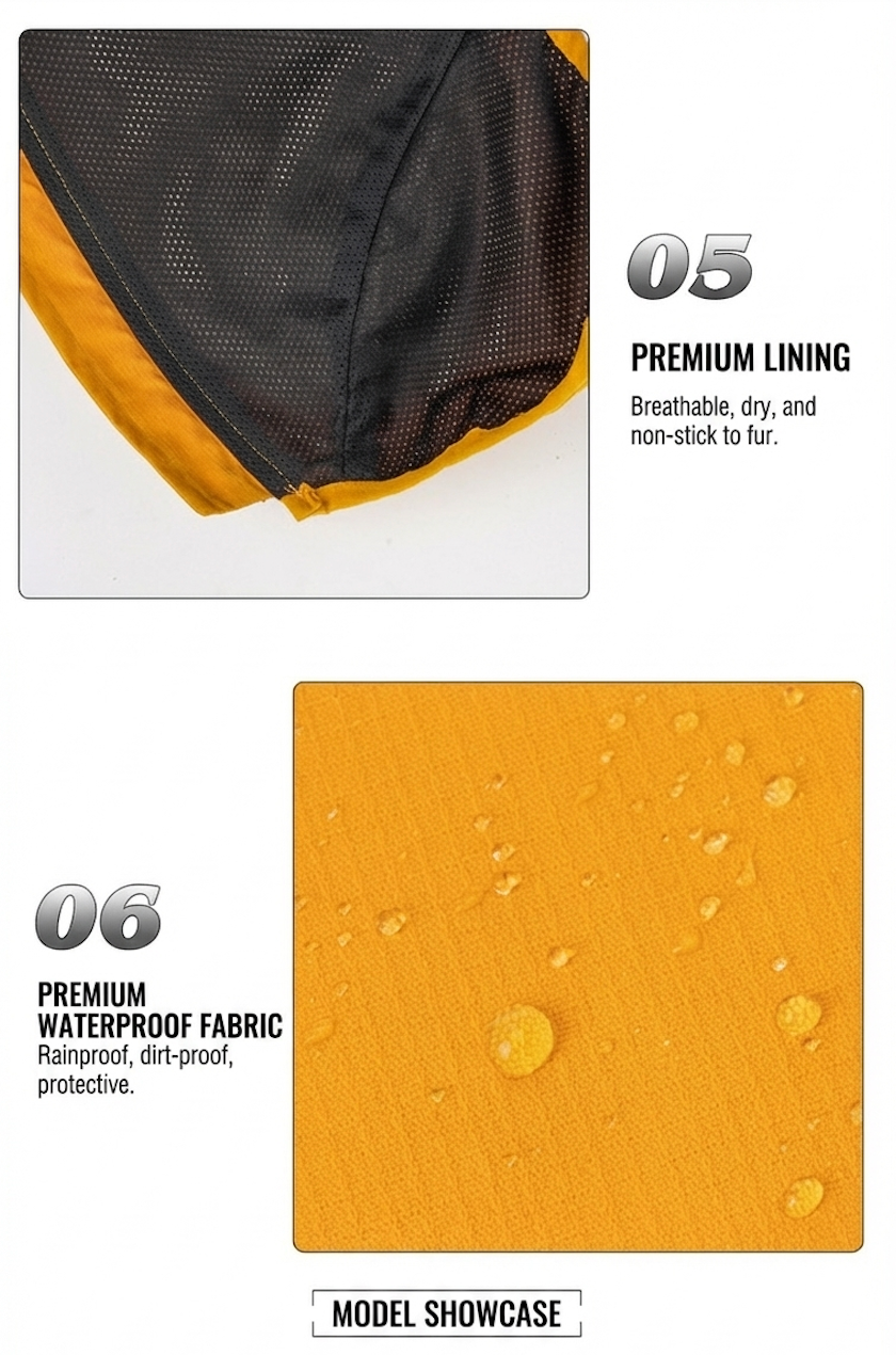 Milou & Lumi Dog Waterproof Reflective Jacket with Harness