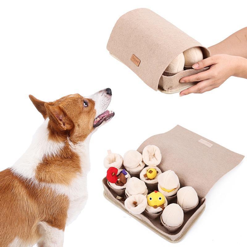 Milou & Lumi Egg Enrichment Plush Toy – Interactive Snuffle Puzzle Toy with Squeaker