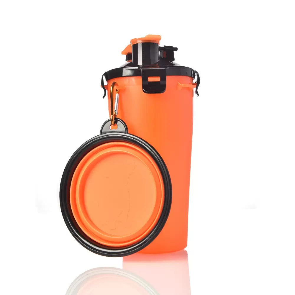 Portable Pet Travel Water and Food Bottle with Extra Bowl by Milou & Lumi