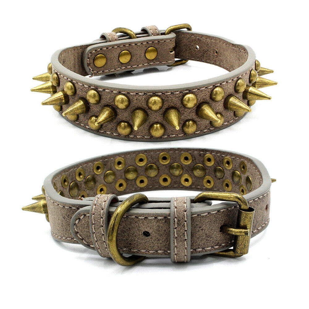 Retro Studded Leather Dog Collar S-XL
