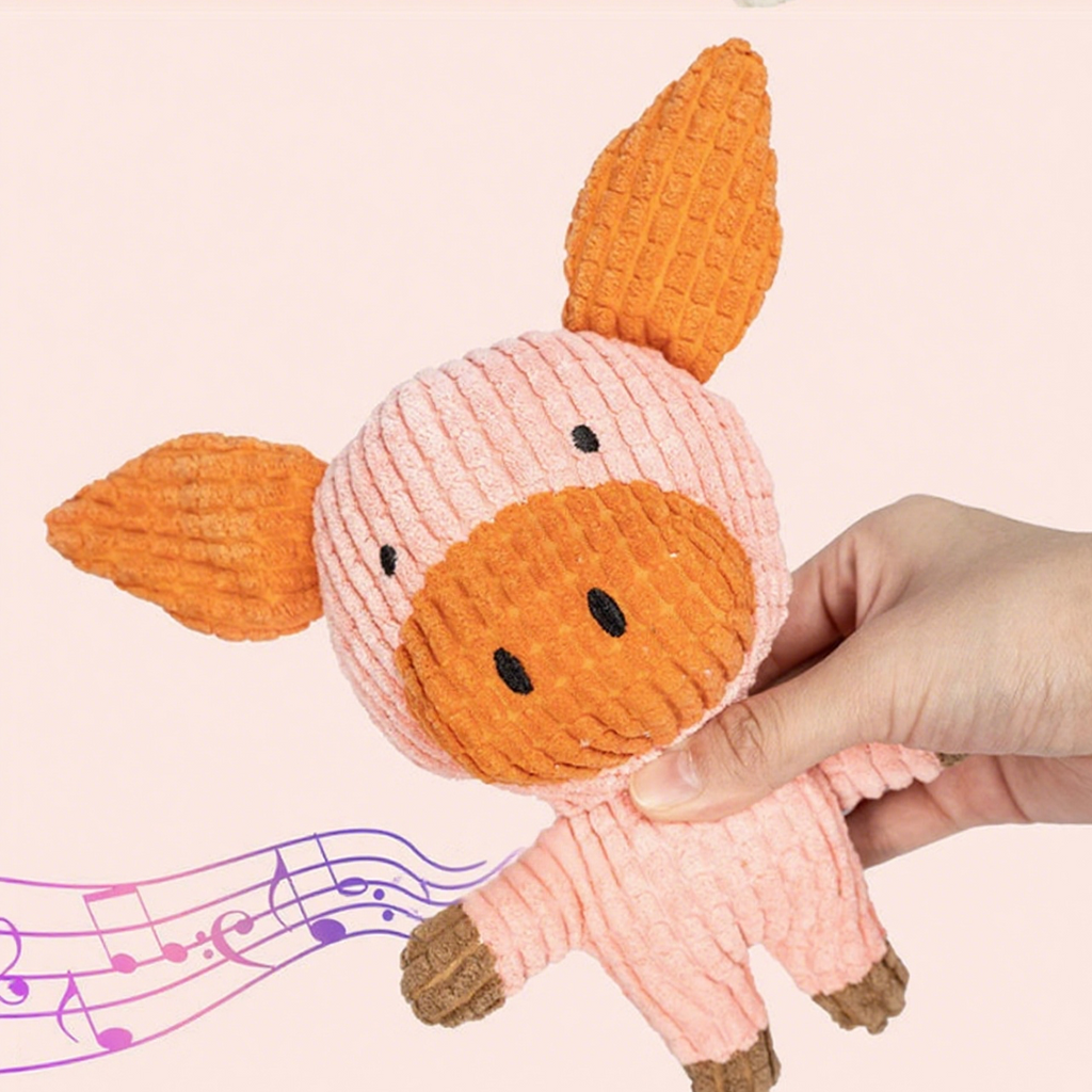 Milou & Lumi Pet Plush Squeaky Toy - Pig